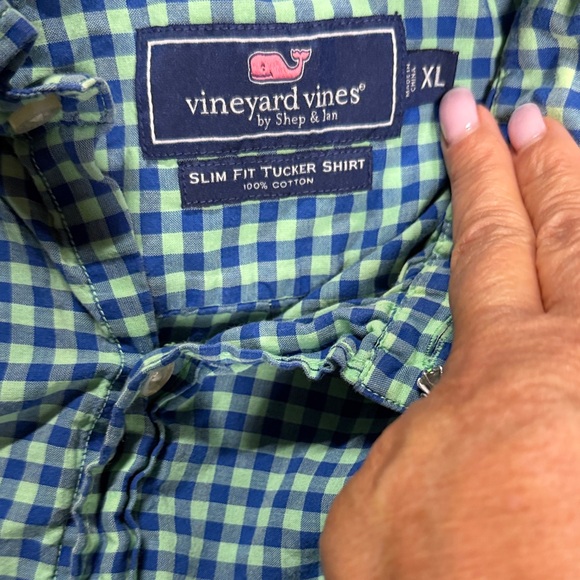 Vineyard Vines Blue and Green Plaid Shirt - Picture 2 of 2